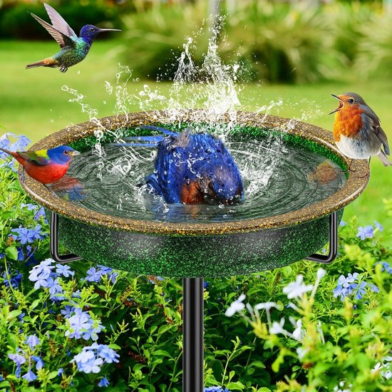 Giyiprpi 2-in-1 Vogelbad Futter Schale Wasserstelle Stehend, Vogelbad Garten für Wildvögel