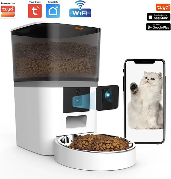 Automatische Voerbak Kat & Hond - Dierenvoeder met Camera - - Automatische - €148,00