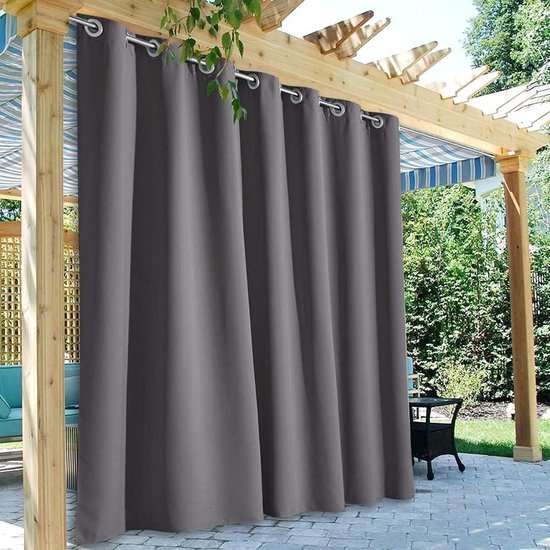 Foto: Waterdicht patio gordijnen extra brede buitengordijnen thermische verduisterende gordijnpanelen binnen buiten voor veranda schuifdeur grijs 100x213 cm