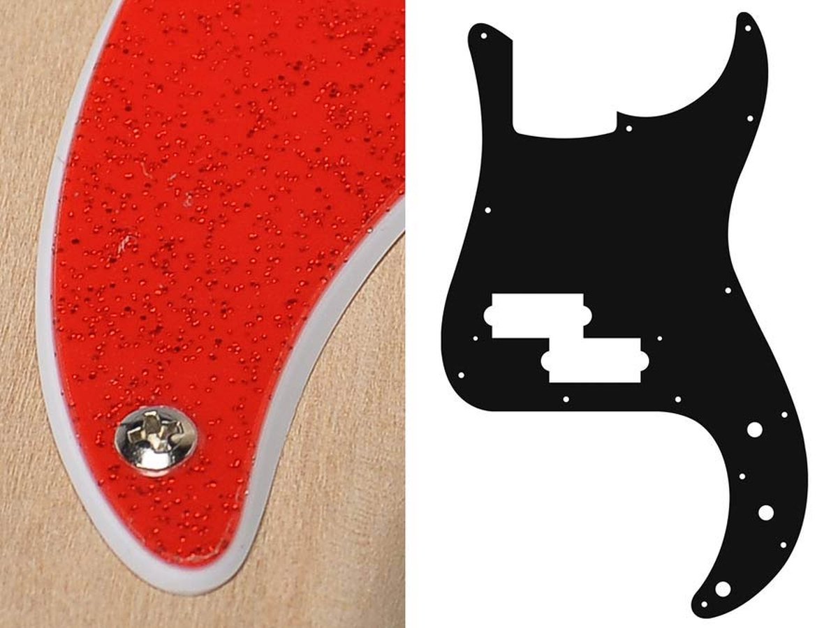 Boston PB-215-SRD pickguard, Puncher bass, standard, 2 ply, sparkling red