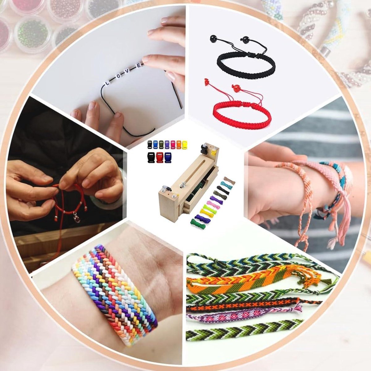 Gabarit En Bois Pour Fabriquer Des Bracelets - Support De Tressage Paracord - Loisir Créatif Débutants - 8