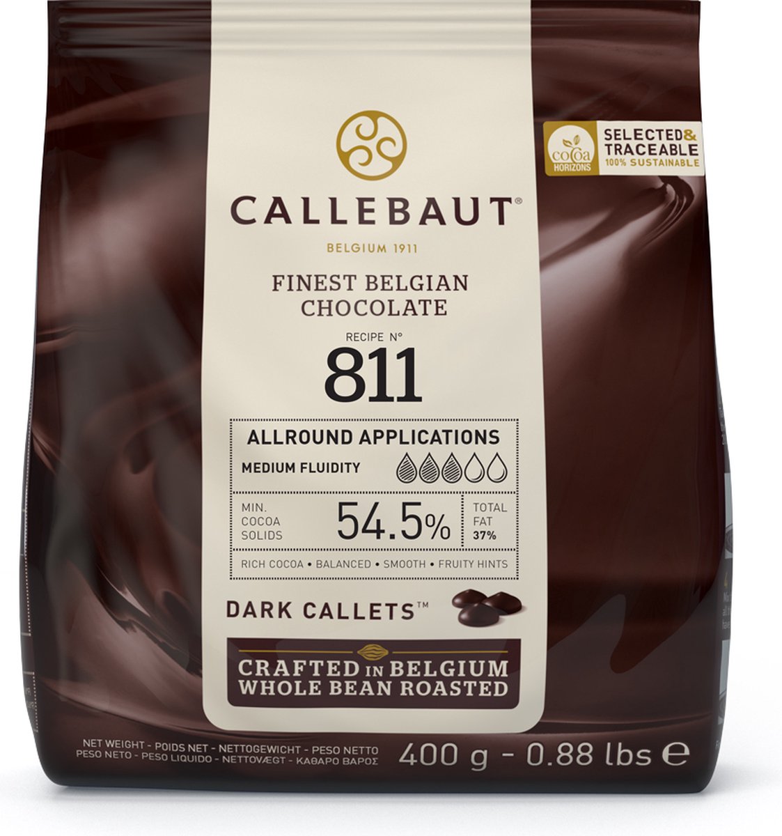 Callebaut Chocolade Callets - Puur - 400g - Belgische Chocolade