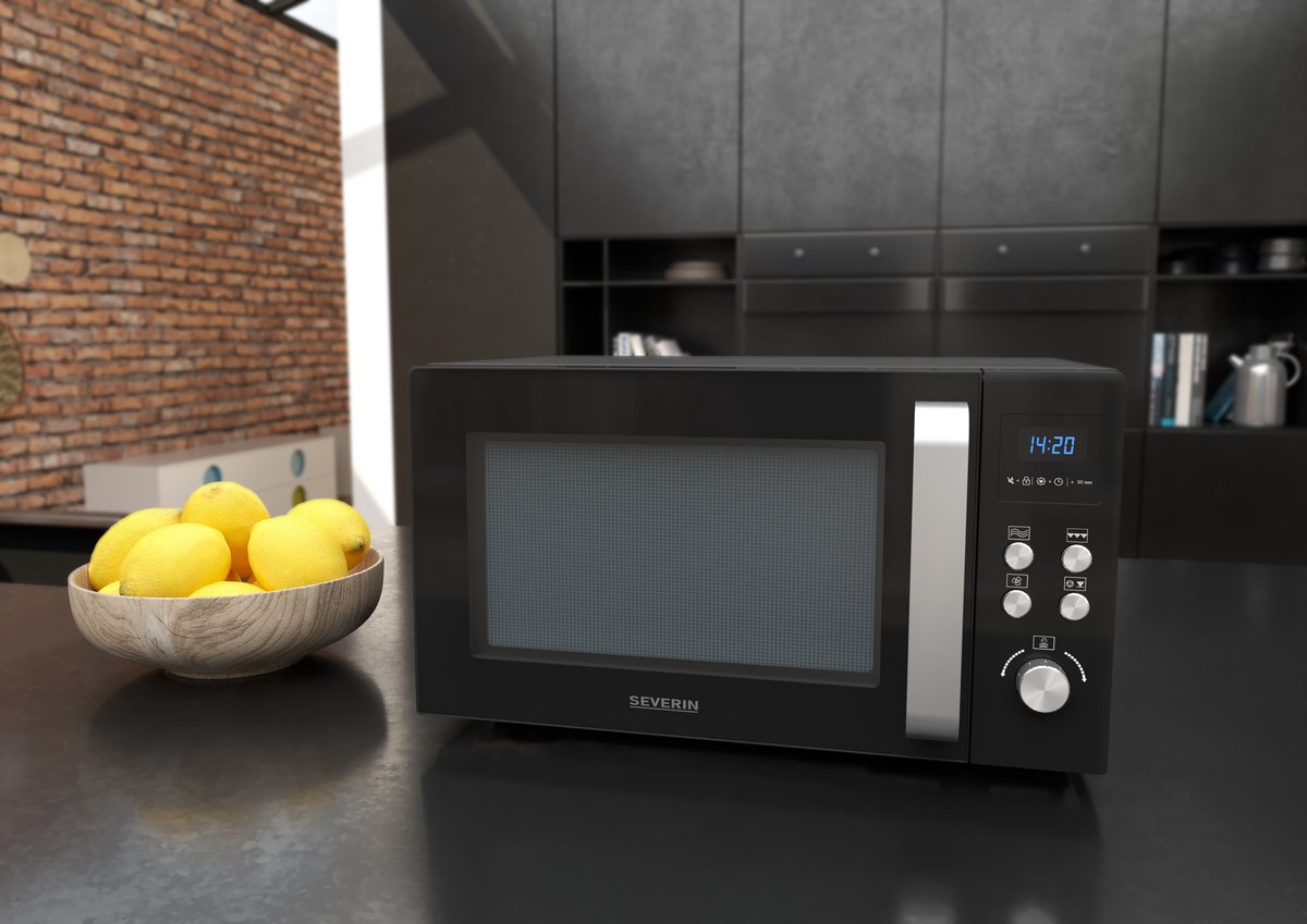 Severin MW 7752 - Combi magnetron met grill- en heteluchtfunctie - Incl. Pizzaplaat Ø 28 cm - 25 Liter - Timer en Automatische programma's - Zwart / Zilver — afbeelding 6