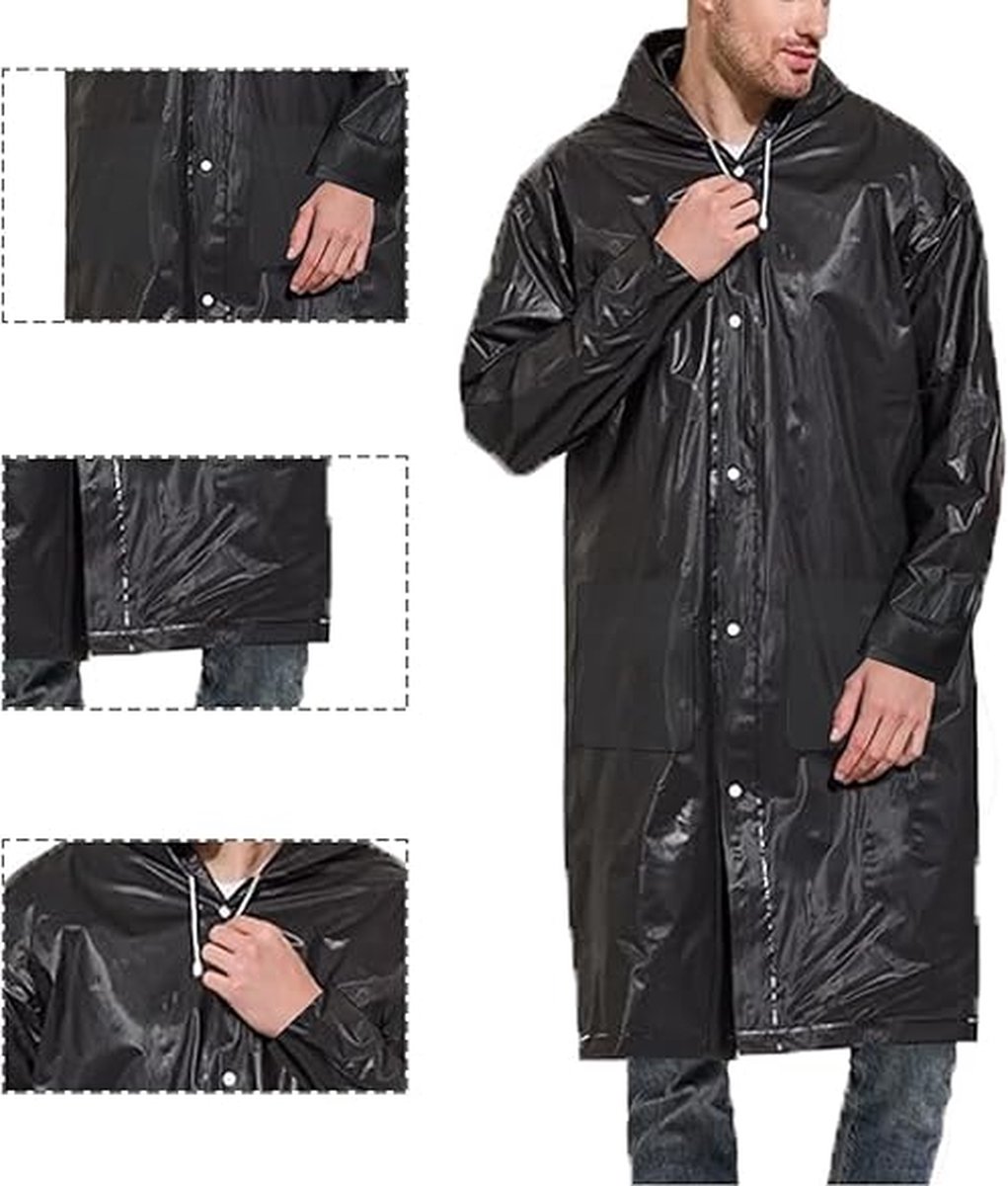 Poncho De Pluie Transparent EVA Unisexe - Long, Imperméable Et Réutilisable Pour Vélo, Rando