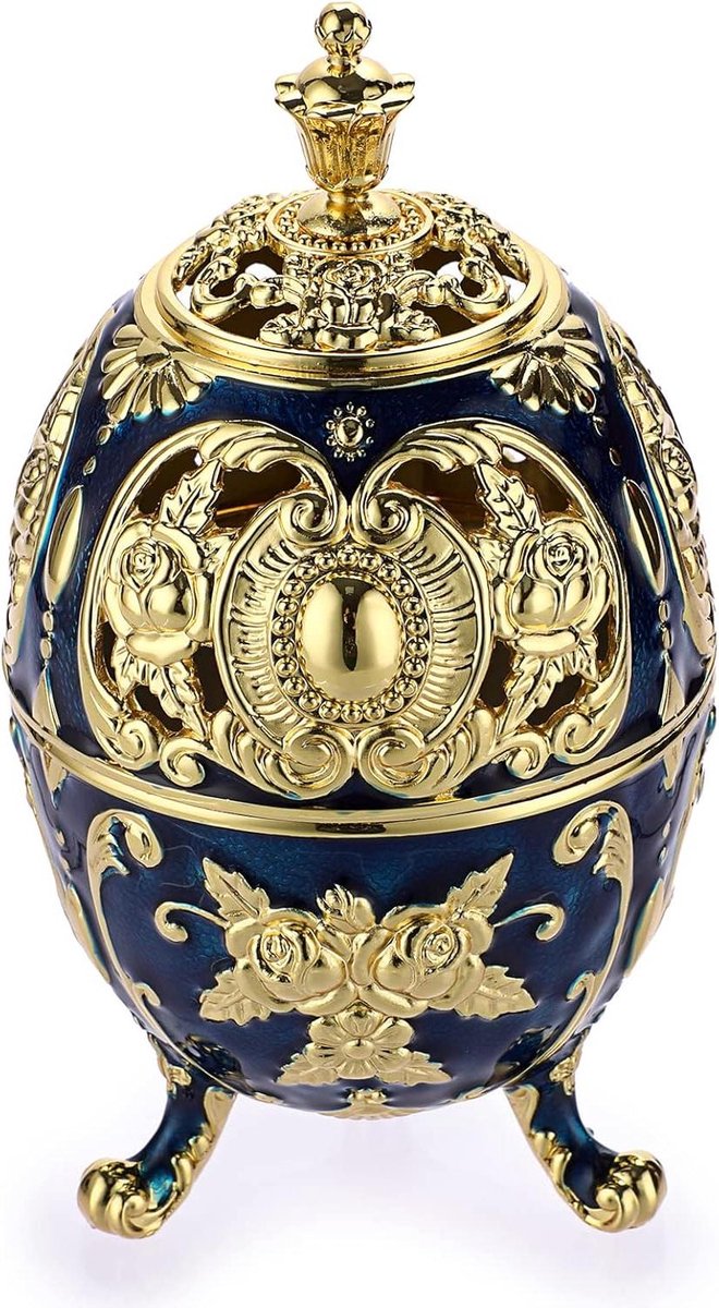 Vintage Zinklegering Wierookbrander met Deksel - Wierookstokjeshouder - Rookschaaltje - Wierookhouder voor Huisdecoratie - Slaapkamer Yoga - Bolvorm Blauw wierookbrander met zeef