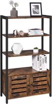 Bol.com MIRA Home - Boekenkast - Met deuren - Industrieel - Boeken Opberger - Bruin - Hout - 70x30x1215 aanbieding