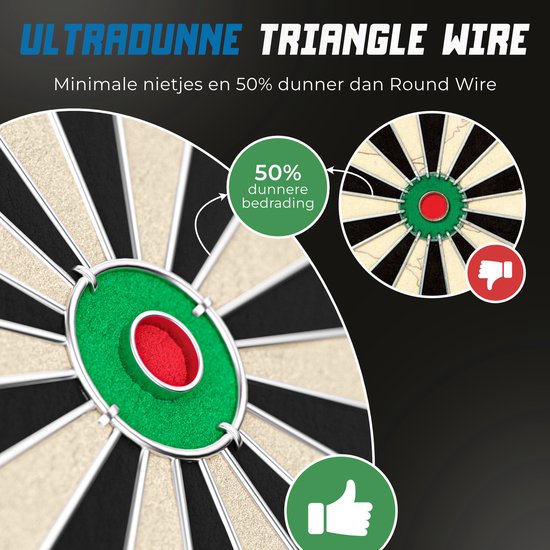 Navy Strikes Dartbord Performance Pro - Incl 6 Dartpijlen & Scorebord - Sisal - Triangle Wire - 45.1 cm