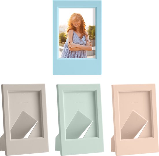 kwmobile 4x mini cadre photo portrait - Pour photos 9,2 x 6,1 cm - Cadre photo pour mini appareil photo instantané - En gris clair / bleu clair / vert clair / rose clair