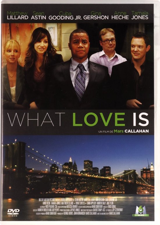 Pochette DVD du film "What Love Is" avec le casting et une vue de la ville