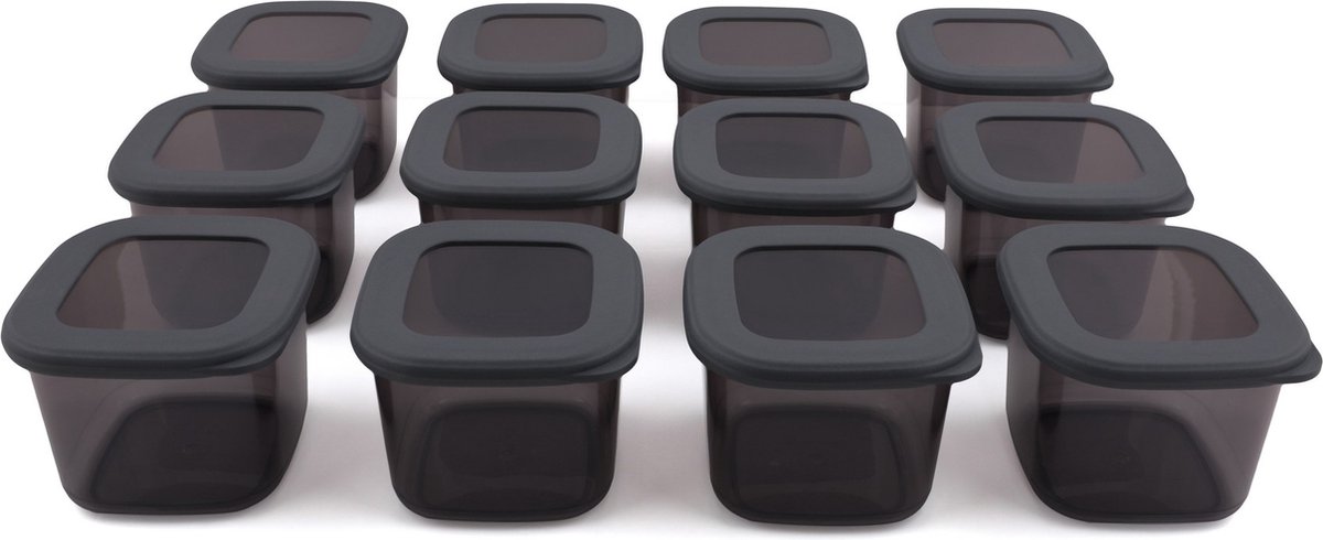 Asir - Opbergdozenset - 12 stuks - Antraciet - 10 x 10 x 9,5 cm