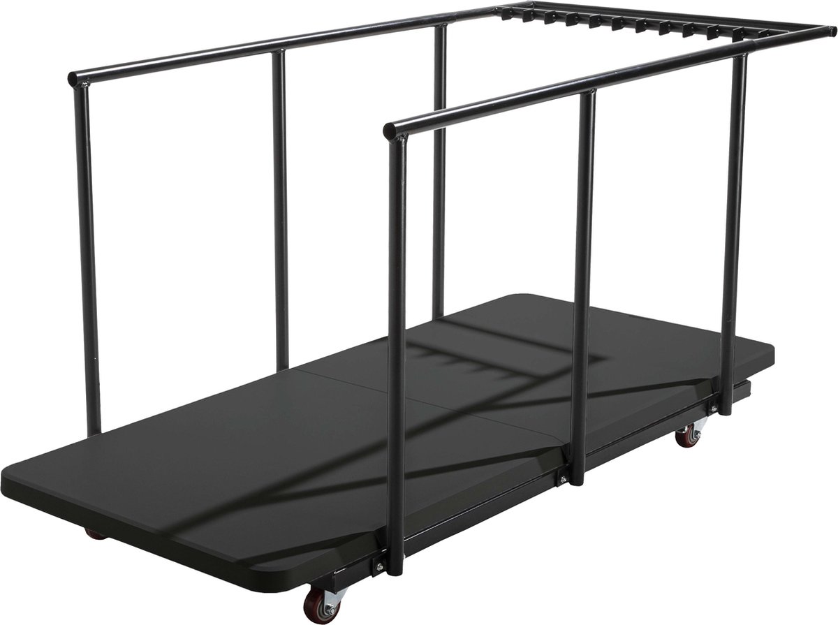 Oviala - 18 opvouwbare zwarte tafels van 180 cm en een transportkar - REKKEM