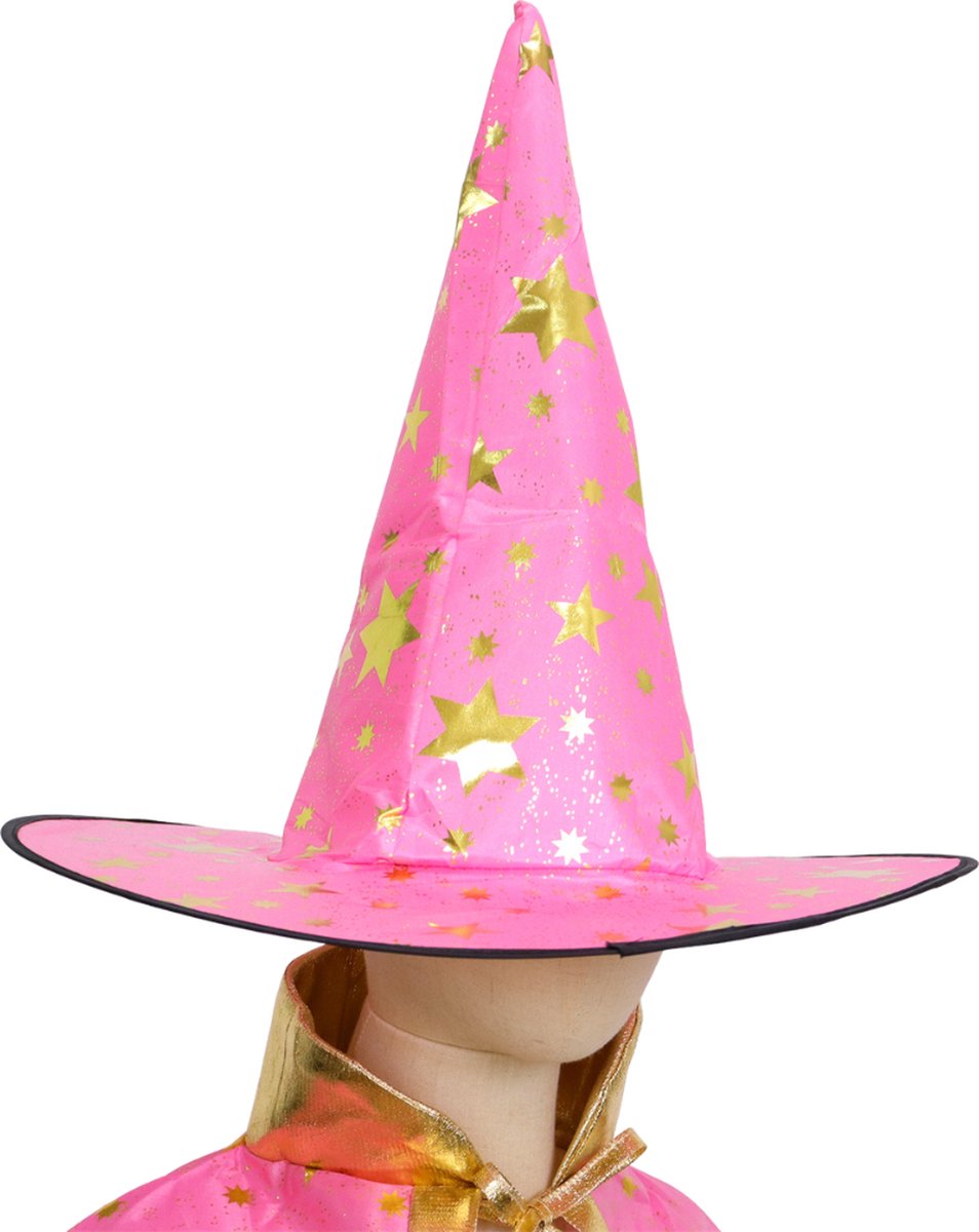 Joya Kids® Tovenaars Cape en Hoed Roze | Halloween Verkleedset als Tovenaar | Verkleedkleding | Cape en Muts set Merlijn | Roze — afbeelding 8