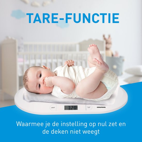 Grundig Babyweegschaal - Digitaal - 10 Gram Nauwkeurig - Max 20 Kilo - Tare-Functie - Wit