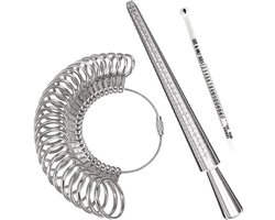 Bondoo Ringmaat meter geschikt voor EU, Frans, UK en US maten - Ring Sizer - Ringmeter - Ringmaat opmeten - Vinger opmeten - Vingermaat meter - Verstelbaar - RVS