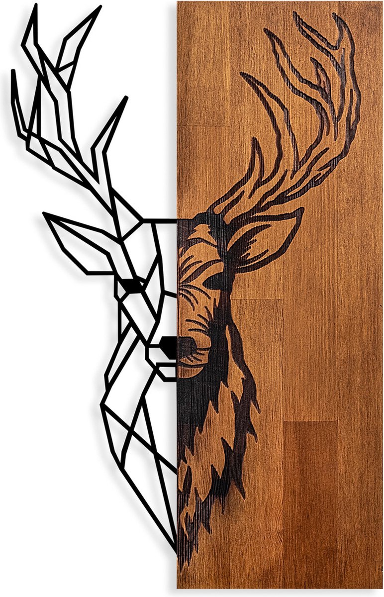 Asir - Decoratief houten wandaccessoire - Okkernoot Zwart - 36 x 58 cm