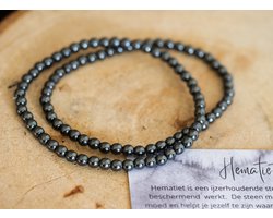 Hematiet Armband, 4mm, edelsteen - Perfect cadeau voor mannen en vrouwen - Inclusief uitleg - Spiritueel - Hematite - Bescherming - Kalmerend - Zelfvertrouwen - Malende gedachten - Slaapproblemen - Moed - 100% NATUURLIJK