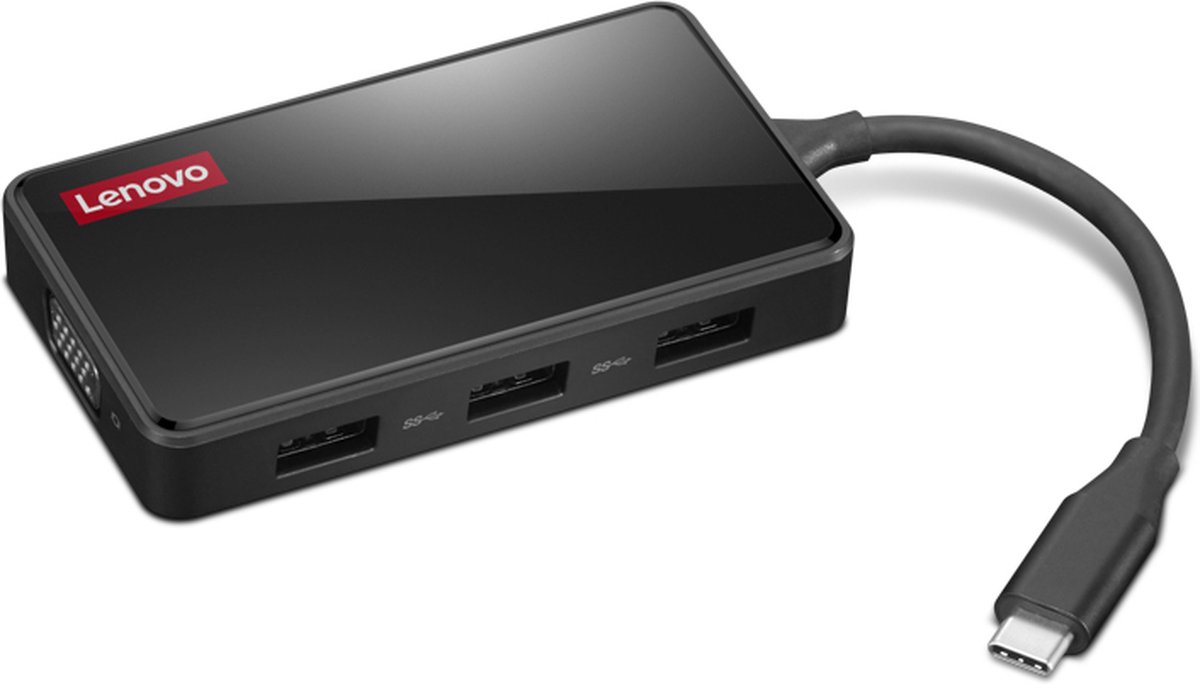 Image of Lenovo GX91M73945 laptop dock & poortreplicator Bedraad USB 3.2 Gen 1 (3.1 Gen 1) Type-C Zwart
