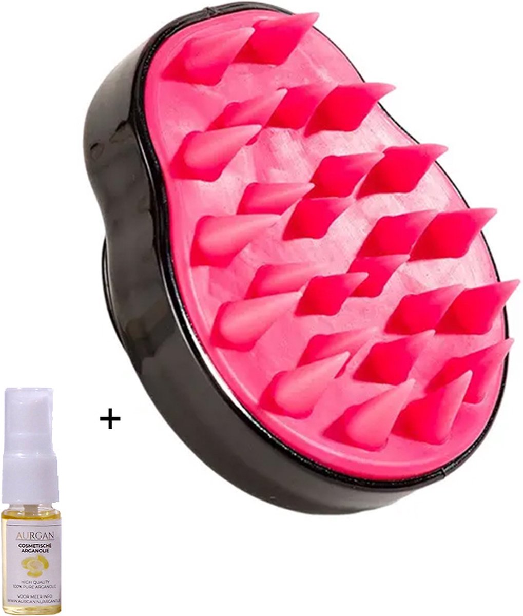 Goedkoopste Aurgan Scalp Massager - Shampookam - peervorm - inclusief flesje Aurgan haarolie