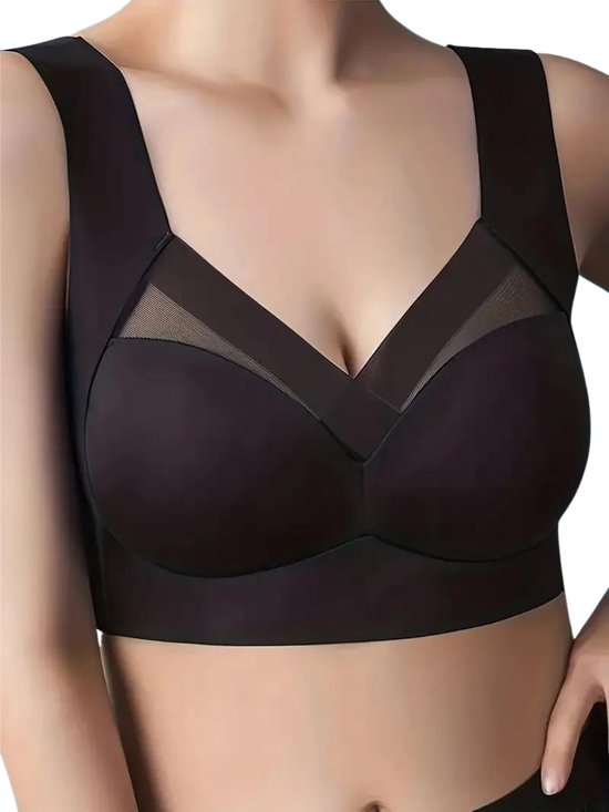 HBselect 4 stuks beha's dames zonder beugel naadloze sportbeha's naadloze bralettes beugelloos T-shirt beha yoga bustier push-up beha voor grote borsten sterke ondersteuning, B-zwart/grijs/heather