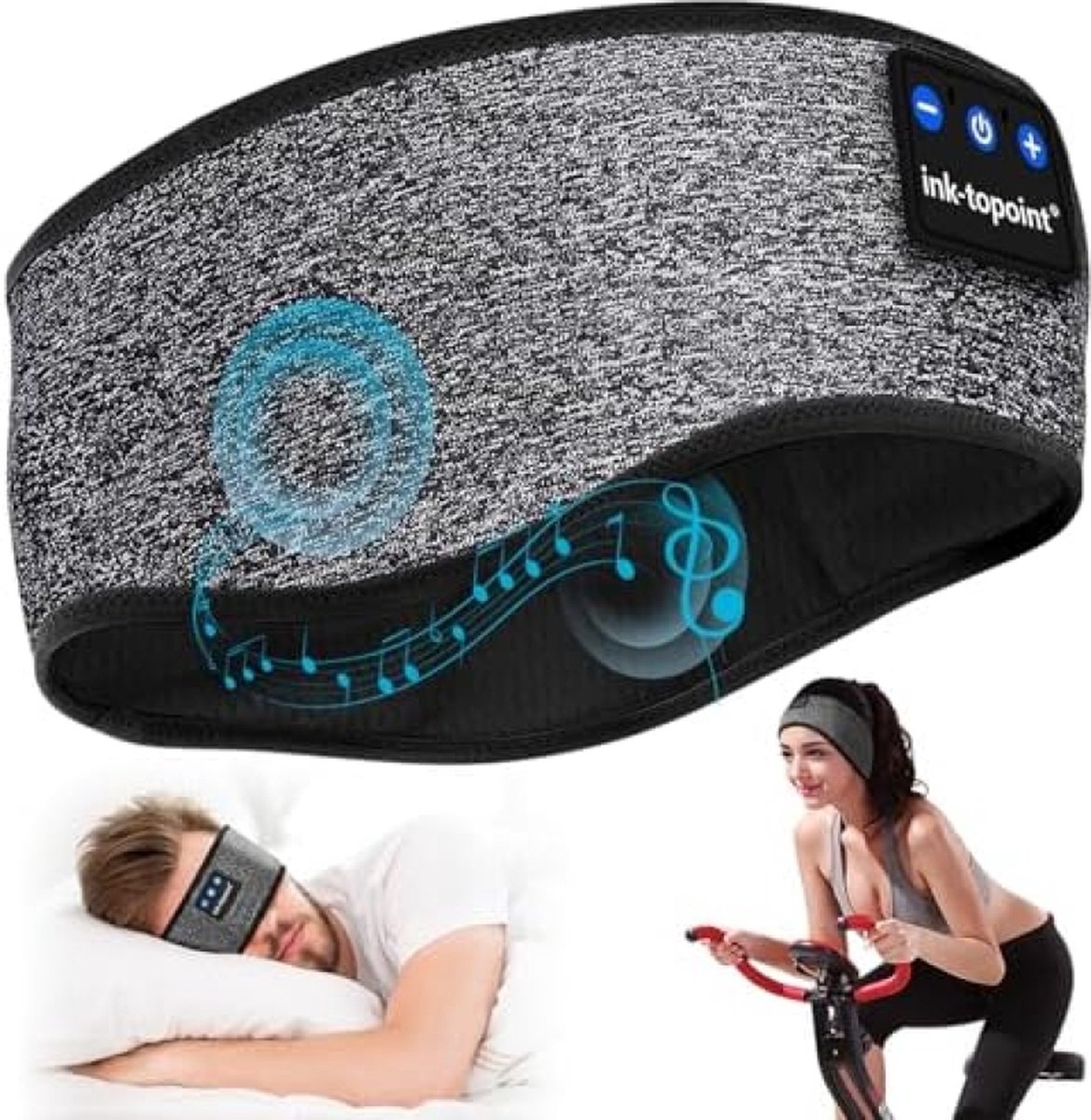Slaap Hoofdtelefoon Bluetooth Hoofdband 3-in-1 met Ultra-dunne HD Speakers