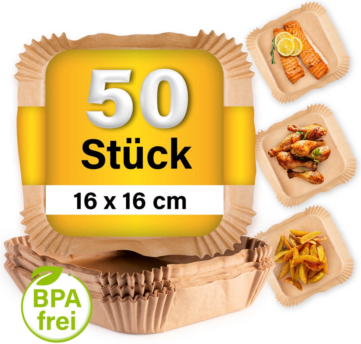 GOURMETmaxx bakpapier voor heteluchtfriteuses (2-5 liter) - 50 stuks