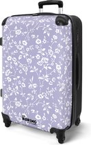 NoBoringSuitcases.com® - Grande valise Violet clair avec motif floral - Bagage - Valise de voyage - Valise chariot - Valises 67cm