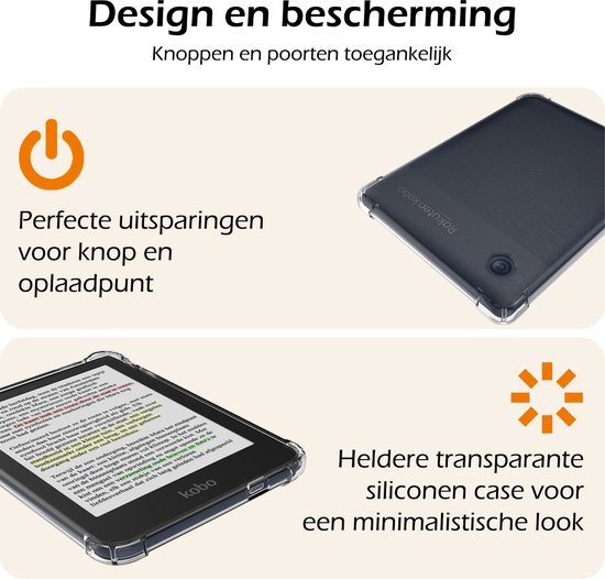 Hoesje Geschikt voor Kobo Clara Colour eReader Hoes Siliconen Case - Shockproof Back Cover Geschikt voor Kobo Clara Colour - Transparant van Hoesje  — afbeelding 3