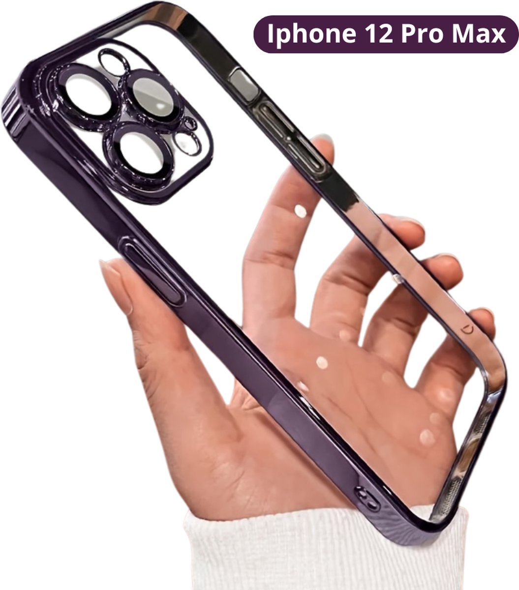 Bovista Telefoon Hoesje - Telefoonhoesjes - Phone Case - Shockproof - Premium Protection - Geschikt Voor iPhone 12 Pro Max - Donker Violet