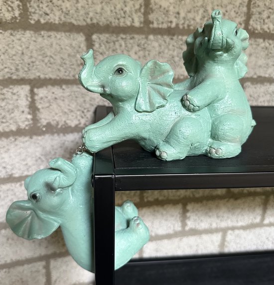 Animaux en polyrésine (jardin) ensemble "Éléphants qui jouent" - Set de 3 pièces - Combinaison debout et suspendue - multicolore - Hauteur 15 x 20 x 10 cm - Accessoires de maison - Accessoires de jardin - Décoration de jardin