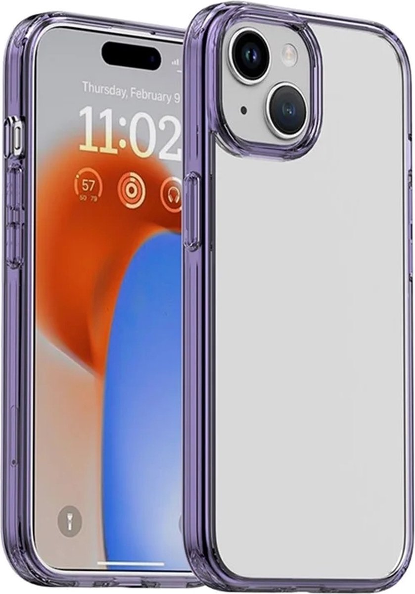 IPAKY – iPhone 15 Plus – Backcover - hoesje - Transparant - Paars