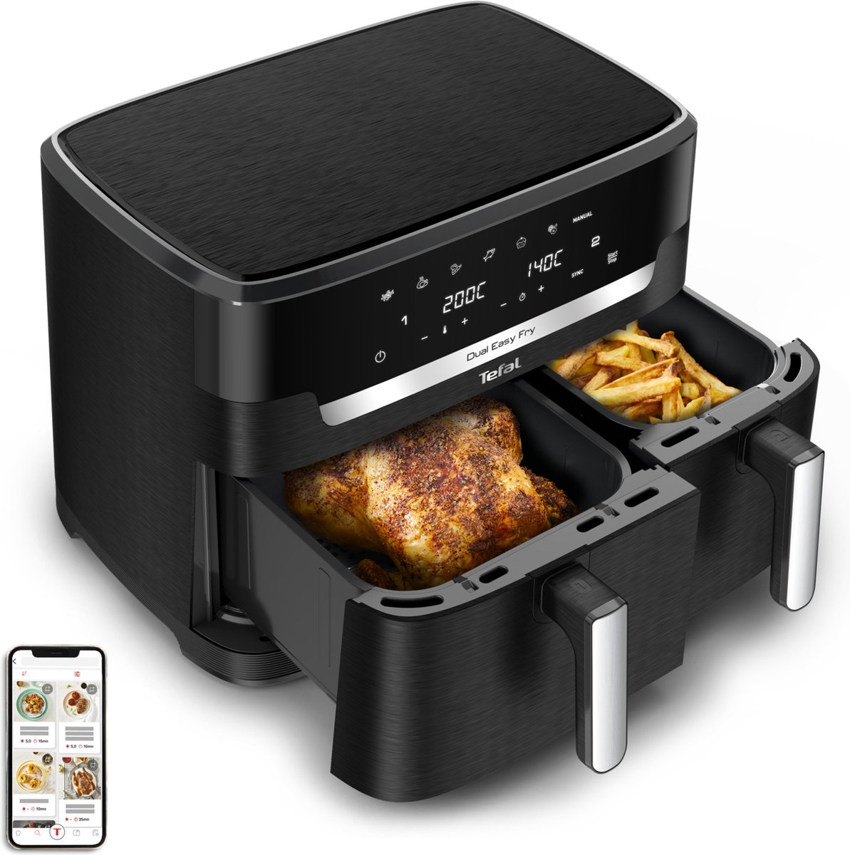 Tefal Easy Fry Dual XXL EY9428 - Dubbele Airfryer - Twee Kookvakken - 11 Liter - Tefal - €149,99