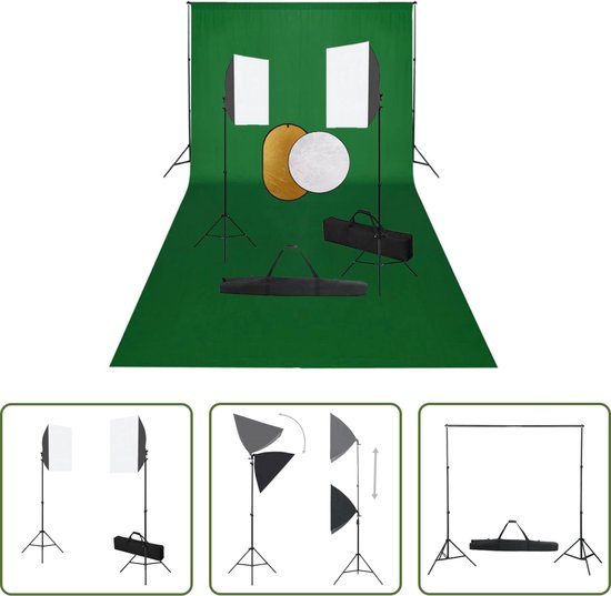 Foto: The living store studioset telescopisch achtergrondsysteem professionele studiolampen studio softboxlamp reflectorset met draagtas