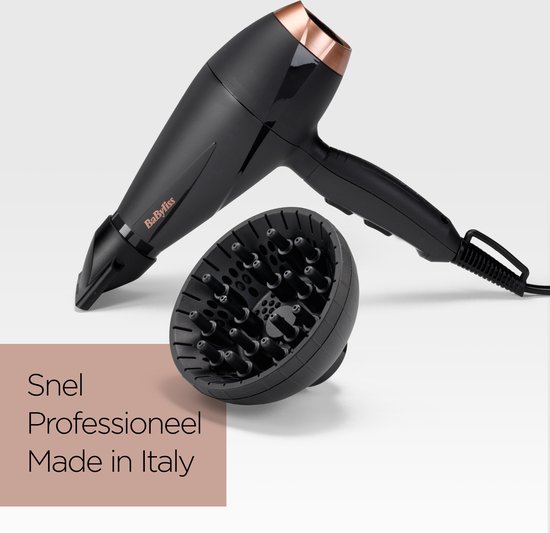 BaByliss Smooth Pro 2100 Föhn 6709DE - Fohn met diffuser en blaasmond - Haardroger - Professionele AC-Motor - 2100 Watt - Coolshot