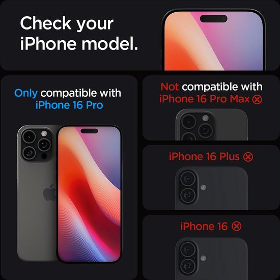 Spigen EZ Fit Screen protector geschikt voor iPhone 16 Pro met installatie tools - 2 Stuks