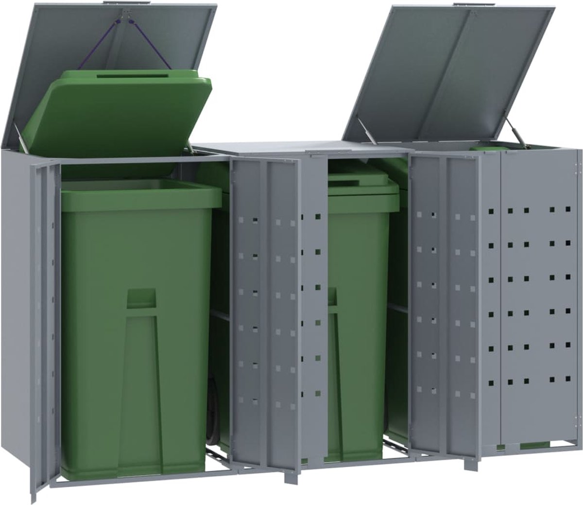 Kliko ombouw - UV-bestendig - Container - Berging - 3 Afvalbakken - Staal - Weerbestendig - Grijs