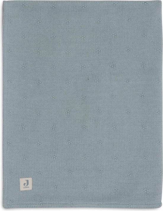 Jollein - Couverture Berceau 100x150cm - Couverture Bébé - Cosy Knit Vert Mer/Velours