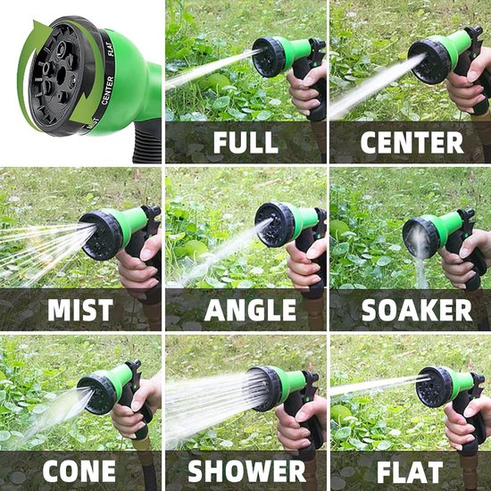 Yofidra Uitbreidbare Tuinslang, Verbeterde 3-Laags Latex Slangpijp, 3/4& 1/2 Metalen Connectoren, Duurzaam 3450d Weefsel, Flexibele Waterslang Zonder Knikken, 10 Functies Spray (50ft/15m