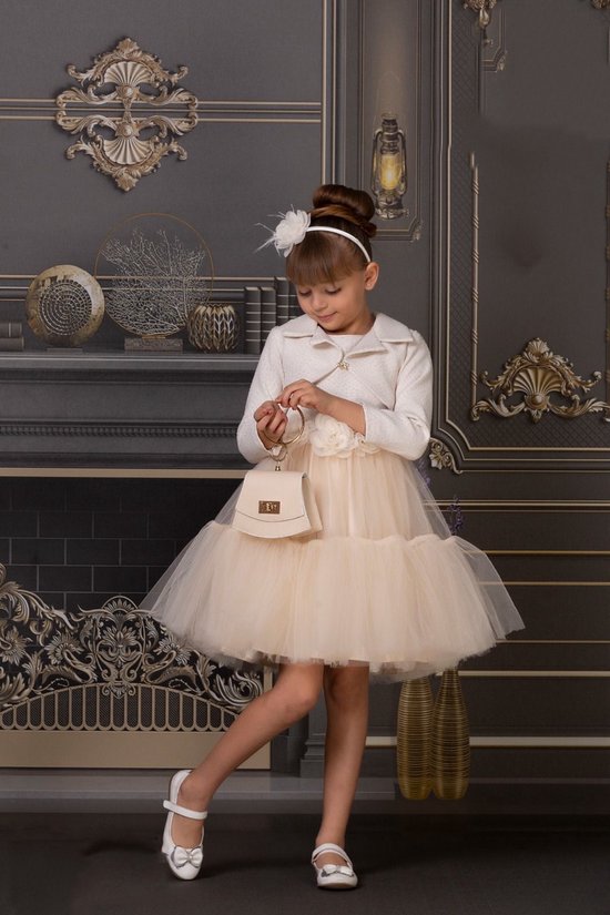 feestjurk met jas, haardiadeem en handtas -moderne jurk bol