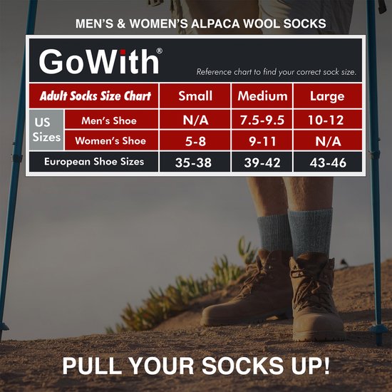 GoWith - chaussettes en laine - chaussettes en alpaga - 2 paires - chaussettes en laine pour diabète - éponge complète - chaussettes maison - chaussettes chaudes - chaussettes d'hiver - chaussettes thermiques - chaussettes cadeaux - taille 35-38
