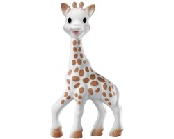 foto van Sophie de giraf - Bijtspeeltje - Bijtspeelgoed - Baby speelgoed - Kraamcadeau - Babyshower cadeau - In wit geschenkdoosje - 100% natuurlijk rubber - Vanaf 0 maanden - 17 cm - Beige/Bruin