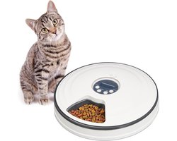 Automatische voerbak voor kat - 6 porties - met timer - elektrisch - H x Ø 55 x 305 cm - wit/grijs Automatische voerbak voor kat - 6 porties - met timer - elektrisch - H x Ø 55 x 305 cm - wit/grijs