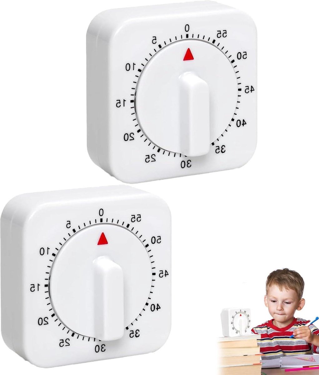 Mechanische eierwekker 2 stuks keukenwekker met luid alarm magnetisch 60 minuten wit kookwekker digitaal