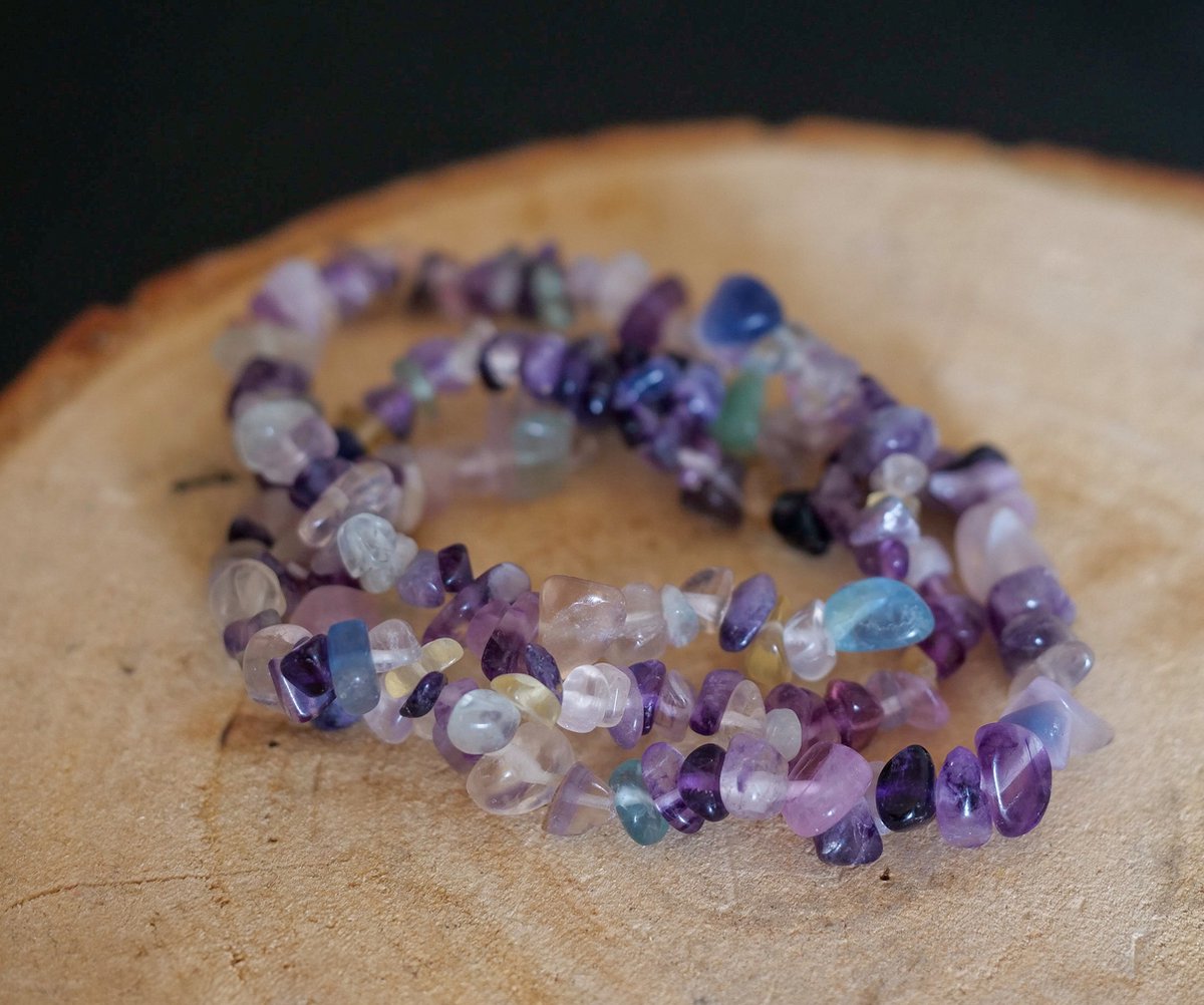 Fluoriet Armband met organische kralen, chip, edelstenen - Perfect cadeau voor mannen en vrouwen - Inclusief uitleg - Spiritueel - Fluorite - Bescherming - Rust - Structuur - Inzicht - Fantasie - Angst - 100% NATUURLIJK