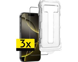 Screenprotector - Geschikt voor - iPhone 16 Pro - Screenprotector Met Installatie Kit Buigbaar Glas Full Cover Hybrid - Screenprotector Geschikt voor iPhone 16 Pro Screenprotector Met Uitlijningstool Full Cover - 3 Stuks
