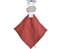 TIKIRI Knuffeldoekje - Olifant - Met Bijtring - Donkerrood - 0 Jaar