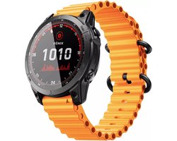 Strap-it Ocean siliconen bandje - geschikt voor Garmin Fenix 5 (Plus) / Fenix 6 (Pro) / Fenix 7 (Pro - Sapphire - Solar) / Fenix 8 - 47mm / Quatix 5 - 6 - 7 / Epix Gen 2 - 47mm / Forerunner 745 / 935 / 945 / 955 / 965 (oranje)