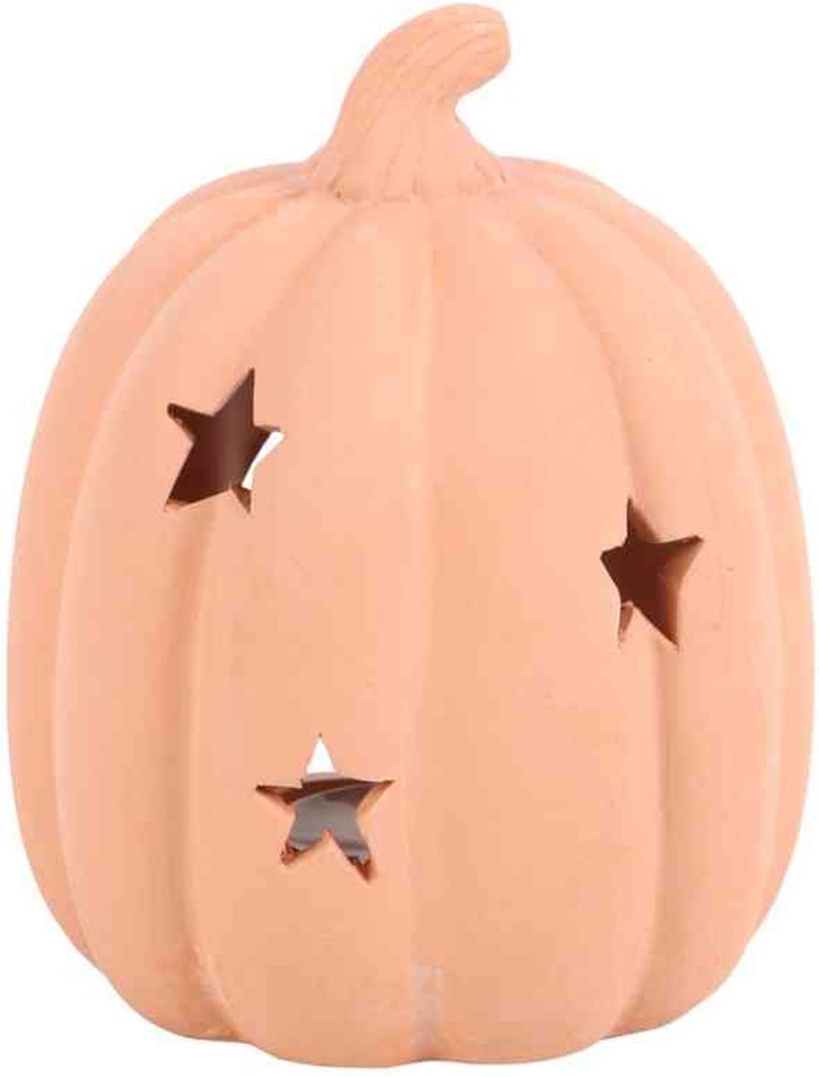 Something Different - 9cm Terracotta Pumpkin Theelichthouder - Oranje