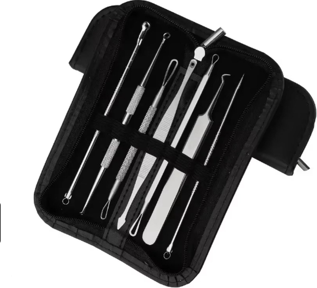 Goedkoopste Scoby - Mee-eters Set - Acne Verwijderen - RVS Blackhead Killer - 8-delig - Mee-eters Verwijderen - Incl. Etui