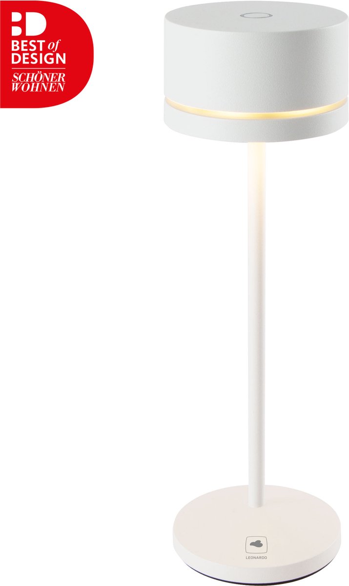 Leonardo tafellamp MONZA ,oplaadbaar wit / Sompex / oplaadbaar, kleur wit | Accu | LED tafellamp voor buiten en binnen - Werkt op accu - Aluminium - Dimbaar - Incl. Inductie oplaadbaar- wit