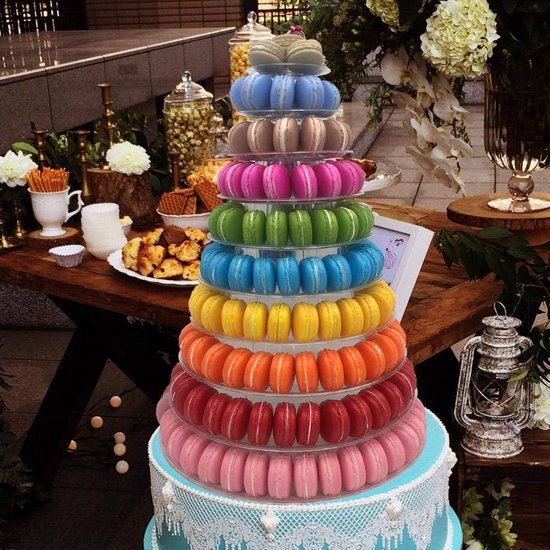 Candora 6-laags ronde Macaron toren Cake Stand Macaron Display Rack voor bruiloft verjaardag Dessert Stand Cake Plate
